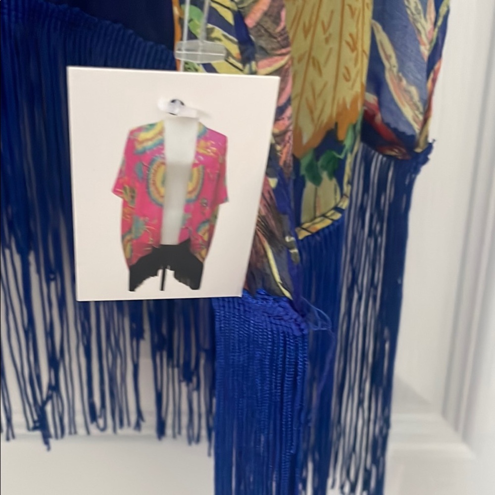 Floral Kimono Cardigan with Fringe - Picture 3 of 3